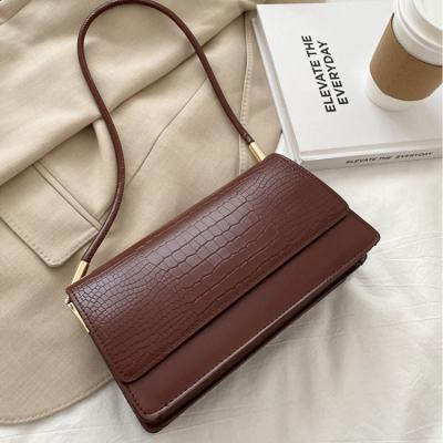 China 2021 Retro PU Alligator Women Armpit Bags Shoulder PU Ladies Leather Chic Handbags For Purse Bag Armpits for sale