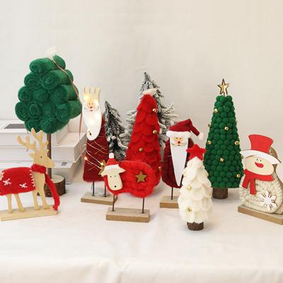 China Chirstmas Decor 2023 Santa Decorations Ornaments Wooden Sheep Felt Snowman Reindeer Tree Home Christmas Ornaments for sale