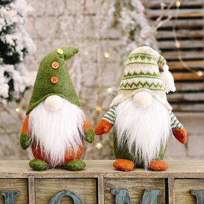 China Chirstmas Decor Christmas Decoration Supplies Knitted Non-woven Standing Faceless Doll Santa Claus Ornaments Green Creative for sale