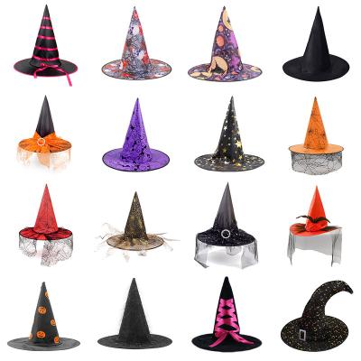 China Indoor Top Selling Decoration Halloween Costume Witch Hat Halloween Costume Accessory For Holiday Halloween Party Witch Hat for sale