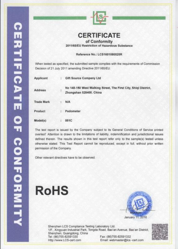 RoHS - Zhongshan Gift Source Company Limited