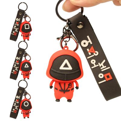 China Promotion Gift Animation PVC Silicone Lanyard Cosplay Stereo Doll Squid 3D Game Key Chain Toys Fit Key Chain Props for sale