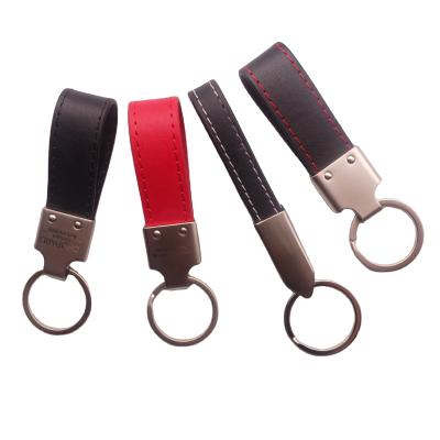 China Factory Wholesale Promotion Gift Car Key Holder Auto Accessories Custom Key Fobs Lock Chains Genuine Leather Key Chain With Logo Name Design for sale