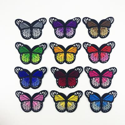 China cute 3D embroidery butterfly patch for clothing / custom embroidered appliques patches for sale