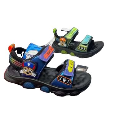 China High Quality Casual Breathable Non-slip Soft Lightweight Boys Summer PU Fashion Flat Sandals With Light for sale