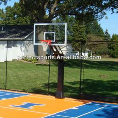 China Straight Basketball System With 54 Inch Aluminum Framed Glass Backboard for sale