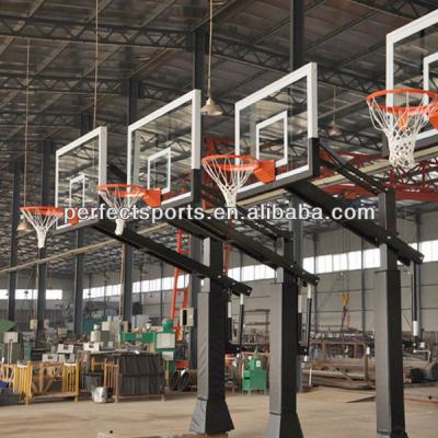 China Upright Portable Basketball System with Aluminum Framed Glass 54/60/72-inch Backboard for sale