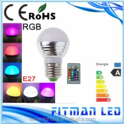 China Indoor Light RGB Change CE RoHS e27 Colorful 3 Watts Led Light Bulb With Remote Controller for sale