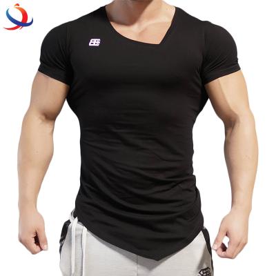 China Cotton Spandex Anti-pilling Short Sleeve Skin Tight Anti-pilling T-shirt Men's V-Neck Tee for sale