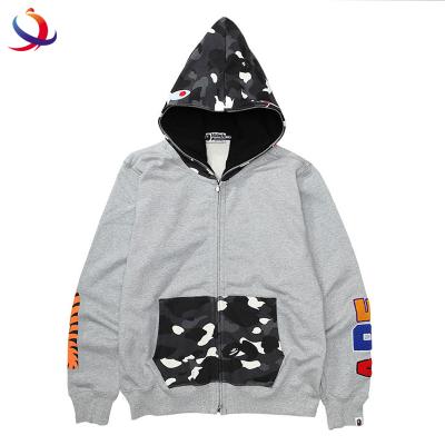 China Anti-pilling Full Face Zipper Hoodie Men Anti-pilling 100% Cotton Zip Up Shark Hoodie With Night Light for sale