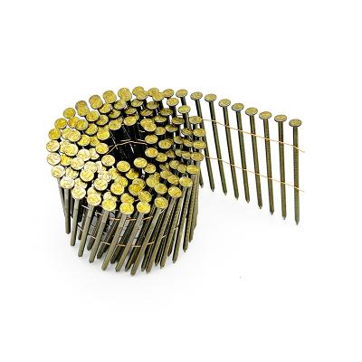 China Flat Pneumatic Nail Diamond Tip Galvanize Painted Spiral Shank Pallet Coil Nails High Standard Coil Nails for sale