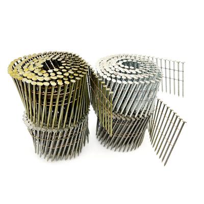 China Flat Electro Galvanized Coil Roofing Nails For USA Market 15 Degree  Sheet Collated Coil Nails For Pallet for sale