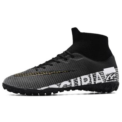 China Black Outdoor Sports Soccer Shoe Soccer Cleats High Top Adult Mens Shoes Soccer Futsal Shoes for sale