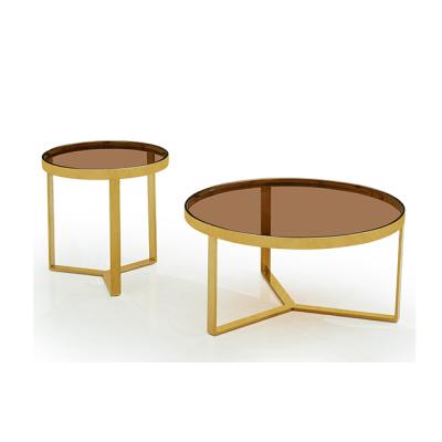 China Factory direct sale modern coffee table coffee table, gold stainless steel leg coffee table, glass top coffee table for sale