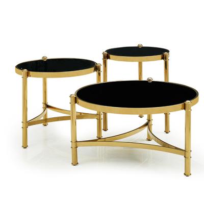 China Factory direct sale modern coffee table coffee table, gold stainless steel leg coffee table, glass top coffee table for sale