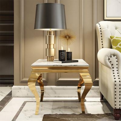 China Factory direct sale modern coffee table coffee table, gold stainless steel leg coffee table, marble top coffee table for sale