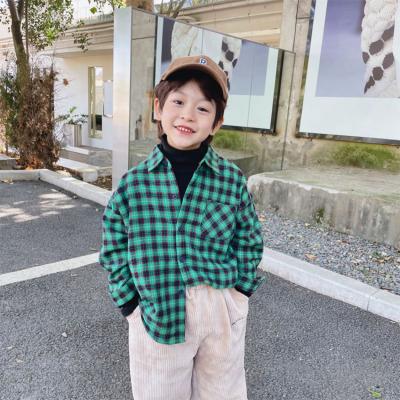 China Factory Direct Sales Breathable Casual Kids Clothes Long Sleeved Plaid Jacket Style Kids Shirts Boys 2021 for sale