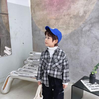 China Wholesale Price Kids Toddler Boy Casual Black And White Plaid Stylish Long Sleeve Boys Jacket Breathable Shirt for sale