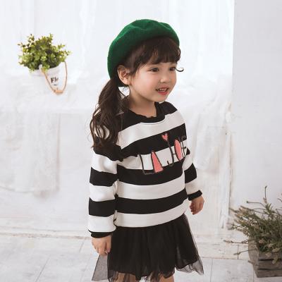 China Wholesale New Style Breathable Autumn Child Clothing Crew Neck Stripe Kids Girls Sweatshirts for sale