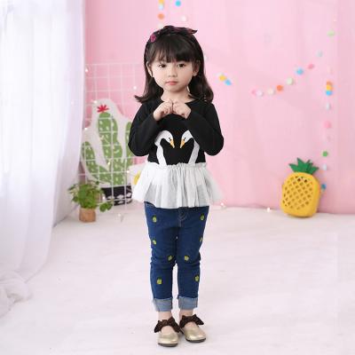 China High Quality 100% Breathable Customizable Logo Cotton Fabric Color Cloth Girl Kids Clothes T-shirt Long for sale