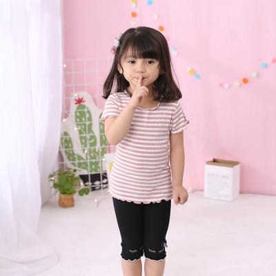 China Factory Direct Sales Breathable Short Sleeve Striped Basic Summer Cheap T-shirt For Kids Girls for sale