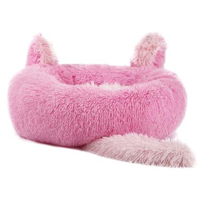 China Luxury Cute Wholesale Donut Hot Sale Round Cushion Keeping Around Sofa Washable Kennel Custom Pet Dog Bed Home for sale