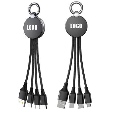 China Factory Custom MP3/MP4 Player LED Lighting Logo 3 in 1 Key Anchor Chain For Iphone, Micro, Type C Data Charging Cable for sale