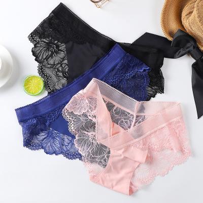 China Women's underwear women's lace panties ladies ice satin underwear sexy silk briefs viable women's seamless panties for sale