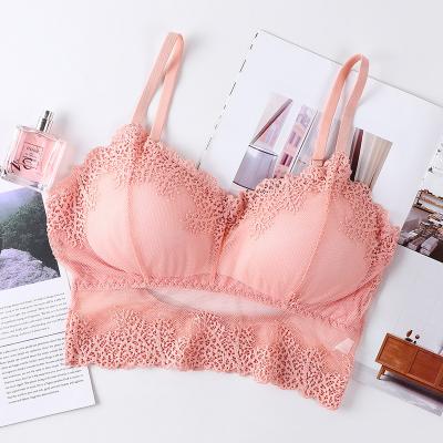 China Dropshipping QUICK DRY Ladies Seamless Full Coverage Vest Lace Top Latex Padded Bralette Female Wire Free Lift Wireless Bra for sale