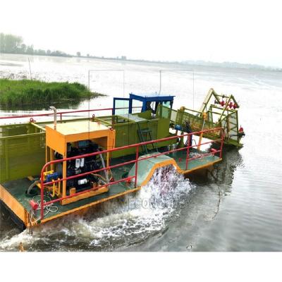 China Aquatic water harvesting water plant harvesting floating boat cleaning aquatic lake weeds harvester for sale