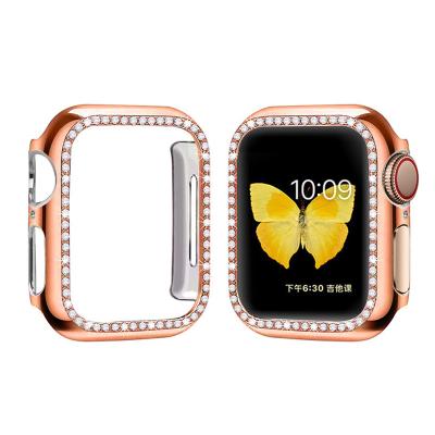 China Luxury PC Electroplate Diamond Crystal Protect Case For Apple Watch Cover iWatch Series 7 6 5 4 3 2 1 Se Watch Case 41 45 mm for sale