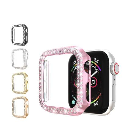 China Double Row Diamond Watch Protect Shockproof Luxury Design Cover Case For Apple iWatch Series 7 6 5 4 3 2 1 Se 41 45mm Watch Case for sale