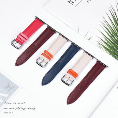 China Fashion Leather Replacement Leather Watch Strap For Apple IWatch 7 Se 6 5 41mm 45mm Wrist Strap Leather Watch Band for sale