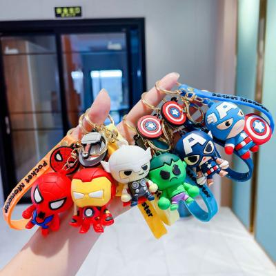 China Daily Life PVC Super Power Captain America Avengers Toys Spider-man Key Chain 3d Cartoon Spiderman Marvel Avenger Key Chain Kids for sale