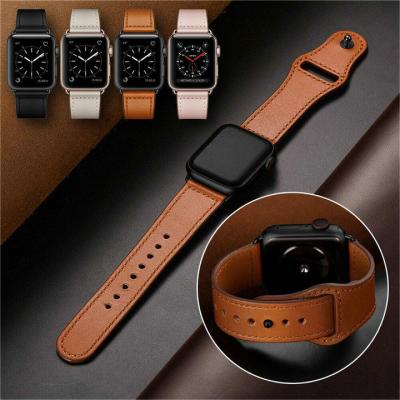 China High Quality Genuine Leather Watch Band For Apple Watch Band Series 6 5 4 3 For iWatch Leather Watch Strap 38MM 40MM 4MM 44MM for sale