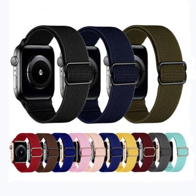 China Adjustable Elastic Fabric Sololoop Strap Braided Nylon Watch Band For Apple Watch Strap 38mm 41mm 42mm 45mm For iWatch 7 Se 6 Strap 5 for sale