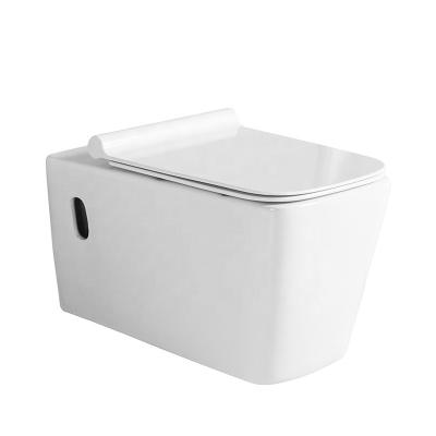 China High Quality Wall Hung Square Bowl Ceramic Sanitary Hidden Rimless Wall Mounted Toilet Cistern For European Market Bathroom Ceramic Wall HU for sale