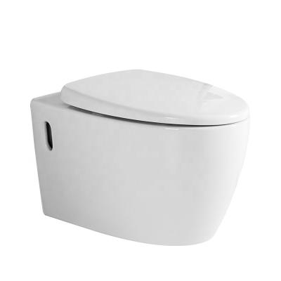 China European Style Space-saving Bathroom Cistern Easy-cleaning Design Hidden Ceramic P-trap Rimless Wall Hung Toilet Wall Mounted Toilet Bowl for sale