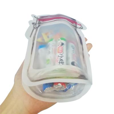 China OEM Recyclable Bottle Shaped Stand Up Pouch Custom Printing Food Packaging Plastic Bags for sale