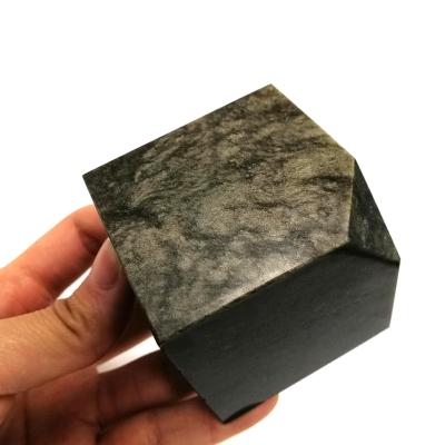 China China obsidian natural crystal cube gold folk crystal therapy crafts for feng shui decoration for sale