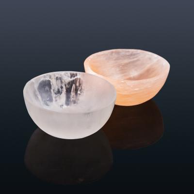 China Hot Sale China Selenite Bowls Decoration Rose Natural Orange Crystal Gemstone Crystal Craft Bowl For Gift for sale