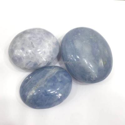 China China Wholesale Polished Natural Celestite Crystal Palm Stones Meditation For Healing for sale