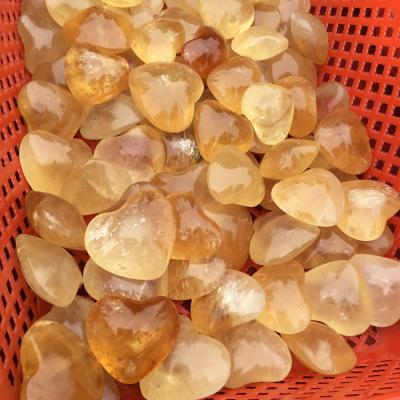 China China natural calcite carved heart shape stone Iceland spar crystal puffy heart for decoration for sale