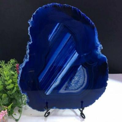 China China Polished Geode Polished Sliced ​​Blue Agate Flake Crystal Gemstone +Stand for sale