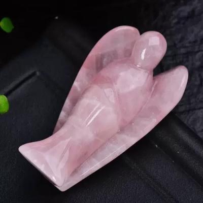 China China Natural Hand Carved Crystal Rose Quartz Love Peace Angle Wedding Keepsake For Guests for sale