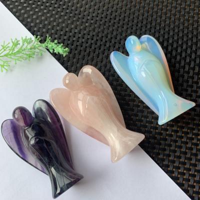 China China Wholesale Natural Crystal Rose Quartz Angel Fluorite Angel Opal Carving Crystal Artwork For Gift for sale