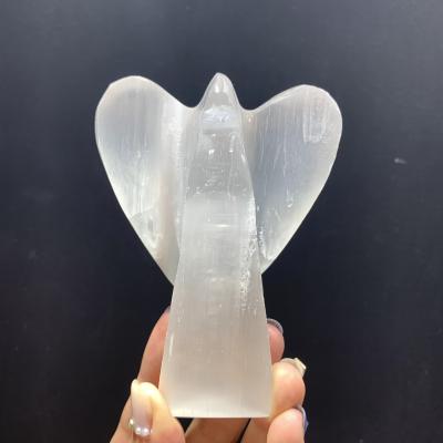 China China Wholesale Natural Selenite Crystal Angel White Stone Carved Angel Gift For Decorums for sale