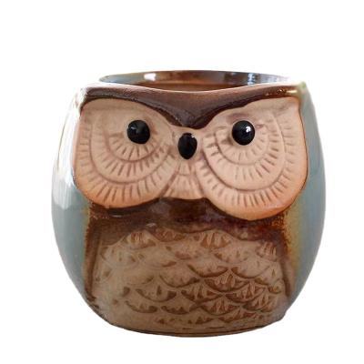 China Europe Mini Cartoon Wholesale Home Decorative Owl Shaped Planter Ceramic Flower Pot for sale