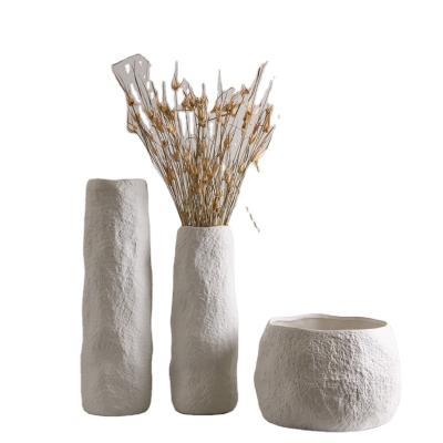 China Europe Bedroom White Ceramic Vase Decorative Accessories Minimalist Luxury Interior Bisque Vase For Home Decor for sale