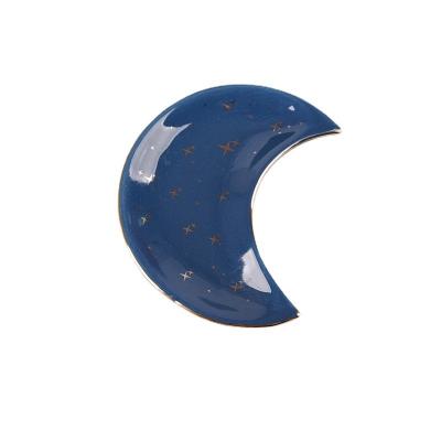 China Europe Ceramic Moon Shape Small Jewelry Dish Earrings Necklace Ring Storage Plates Fruit Dessert Display Decoration Tray for sale